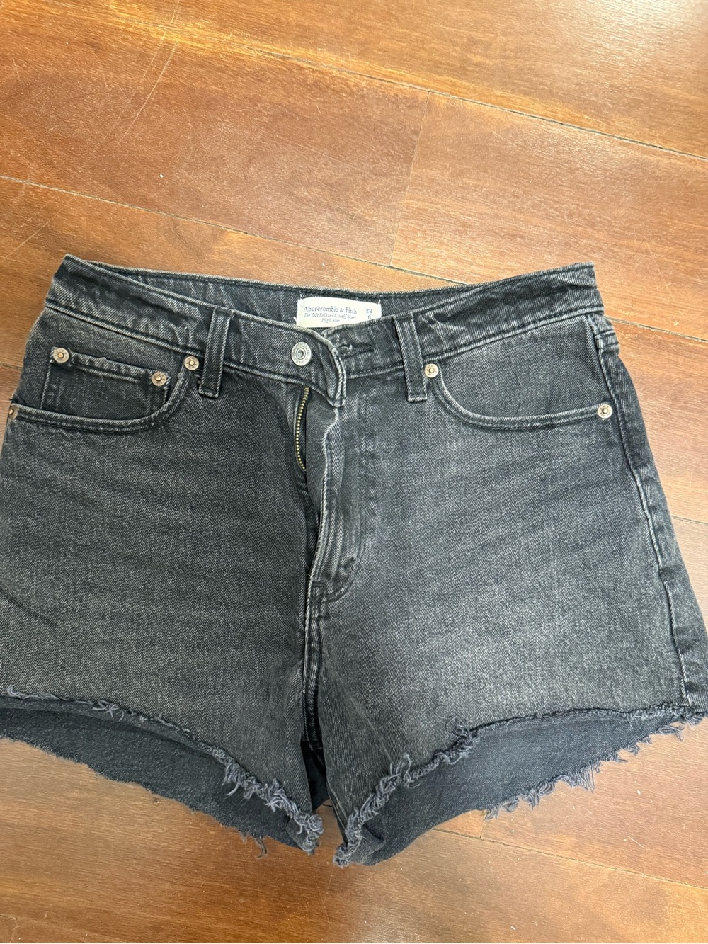 Abercrombie & Fitch black 90s cutoff high rise curve love shorts